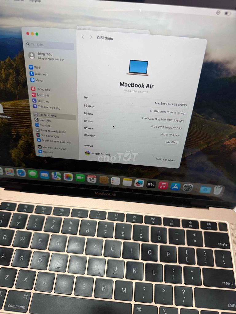 Apple MacBook Air 2018 i5 8GB/128GB Vàng hồng. Mua bán Laptop tại Thành phố Tân An Long An được đăng bởi mua xin alo no SMS hình 1
