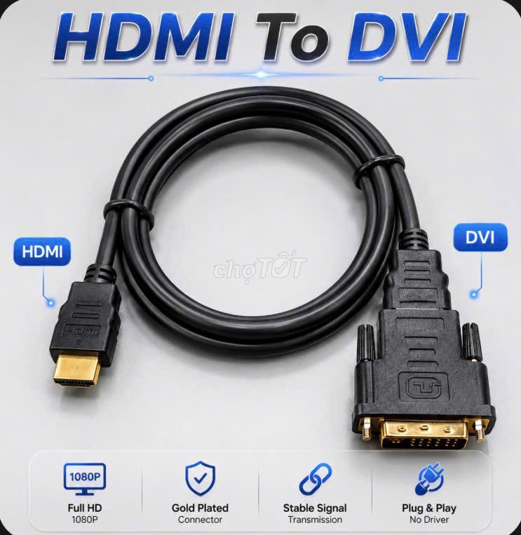 Cáp chuyển đổi HDMI sang DVI. Mua bán Phụ kiện (Màn hình, Chuột...) tại Thành phố Thủ Đức Tp Hồ Chí Minh được đăng bởi Cũ Giá Rẻ hình 1