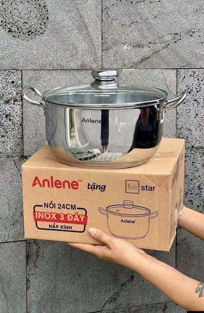 Nồi Inox Anlene 24cm 3 đáy nắp kính Bạc. Mua bán Dụng cụ nhà bếp tại Thành phố Thủ Đức Tp Hồ Chí Minh được đăng bởi kim tuyến hình 1