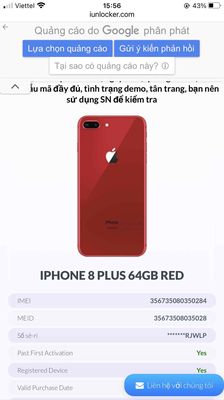iphone 8plus red 64G