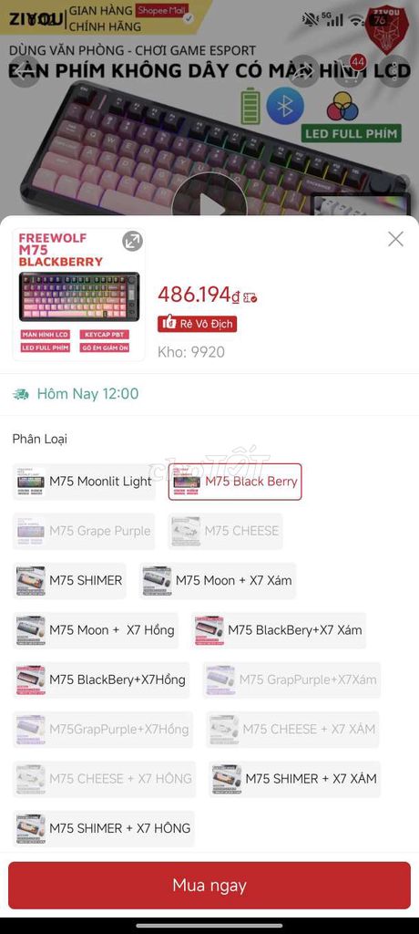 Bàn phím FREEWOLF M75 Blackberry. Mua bán Phụ kiện (Màn hình, Chuột...) tại Huyện Đông Anh Hà Nội được đăng bởi Hà Huy Hoàng hình 1