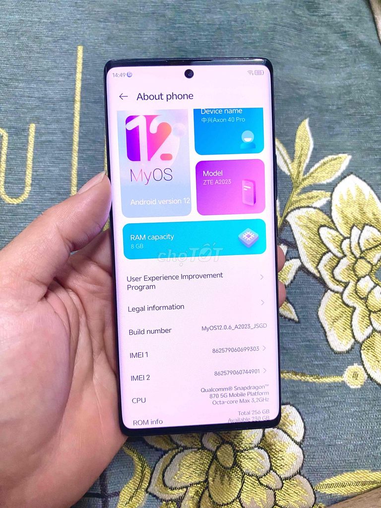 ZTE Axon 40 Pro 256GB Xanh. Mua bán Điện thoại tại Huyện Thanh Trì Hà Nội được đăng bởi Nguyễn Việt Anh hình 1