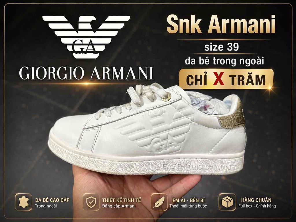 Giày sneaker Armani Nam Da bê Trắng. Mua bán Giày dép tại Quận Hai Bà Trưng Hà Nội được đăng bởi Nguyễn Thanh Tuấn hình 1
