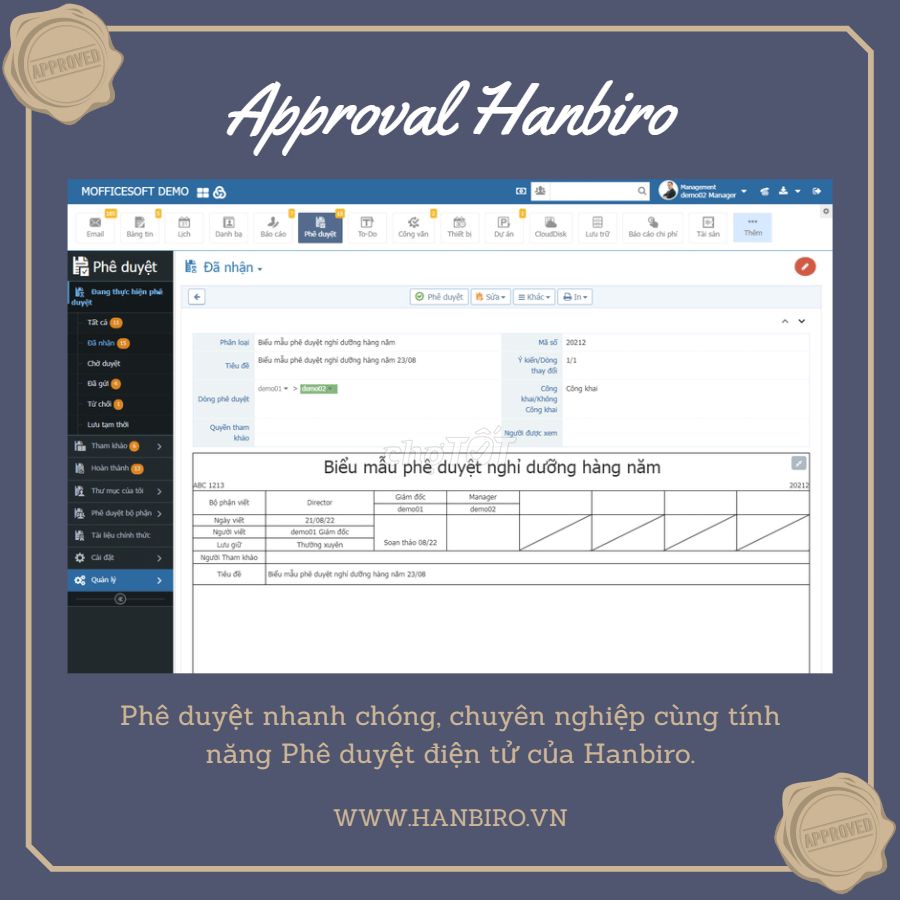 Lý do DN nên sử dụng Phê Duyệt Điện Tử Hanbiro
