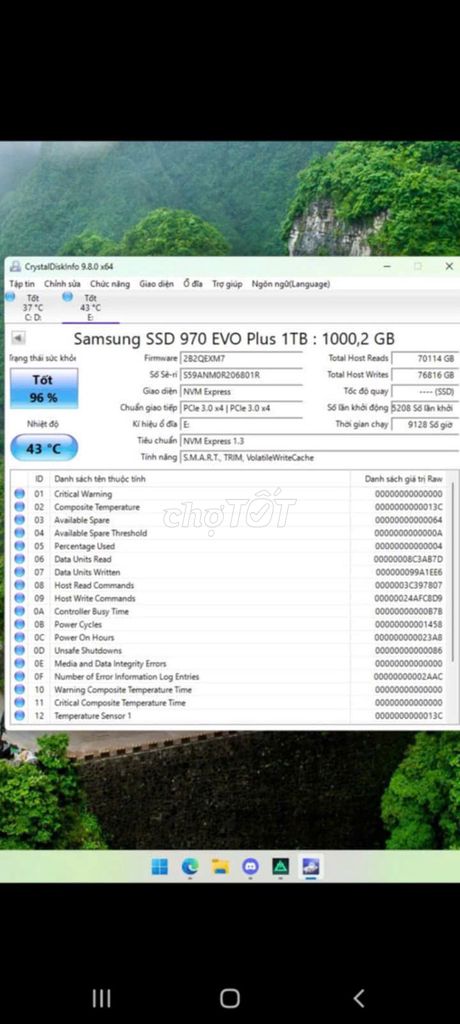ssd samsung 970 evo plus 1tb m2 mvne sức khỏe tốt. Mua bán Linh kiện (RAM, Card...) tại Thành phố Đà Lạt Lâm Đồng được đăng bởi MAI BINH hình 1