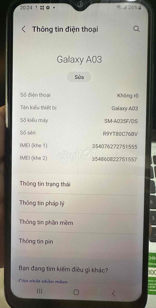 Samsung Galaxy A03 32GB Đen. Mua bán Điện thoại tại Huyện Tân Châu Tây Ninh được đăng bởi shu hình 1