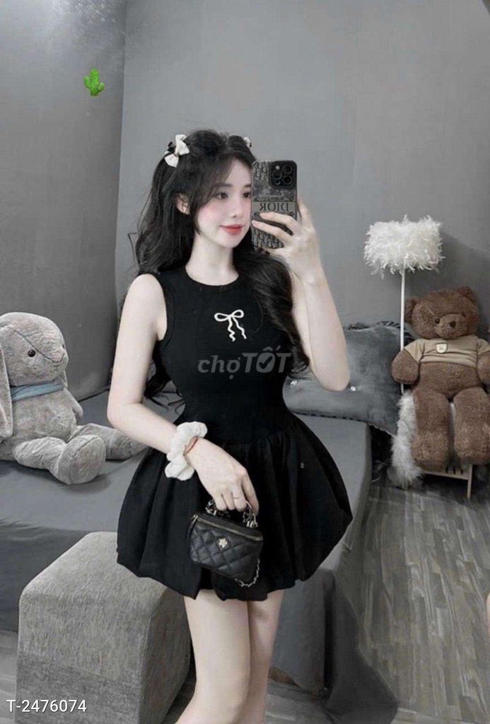 Đầm bí thêu nơ cute