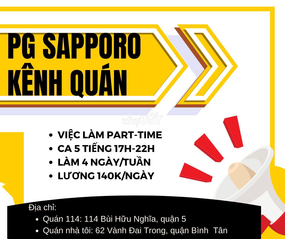 PG quán ăn Part-time ca 5 tiếng tại Quận 5, BT