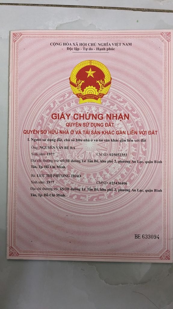 Bán nhà riêng An Lạc, Bình Tân