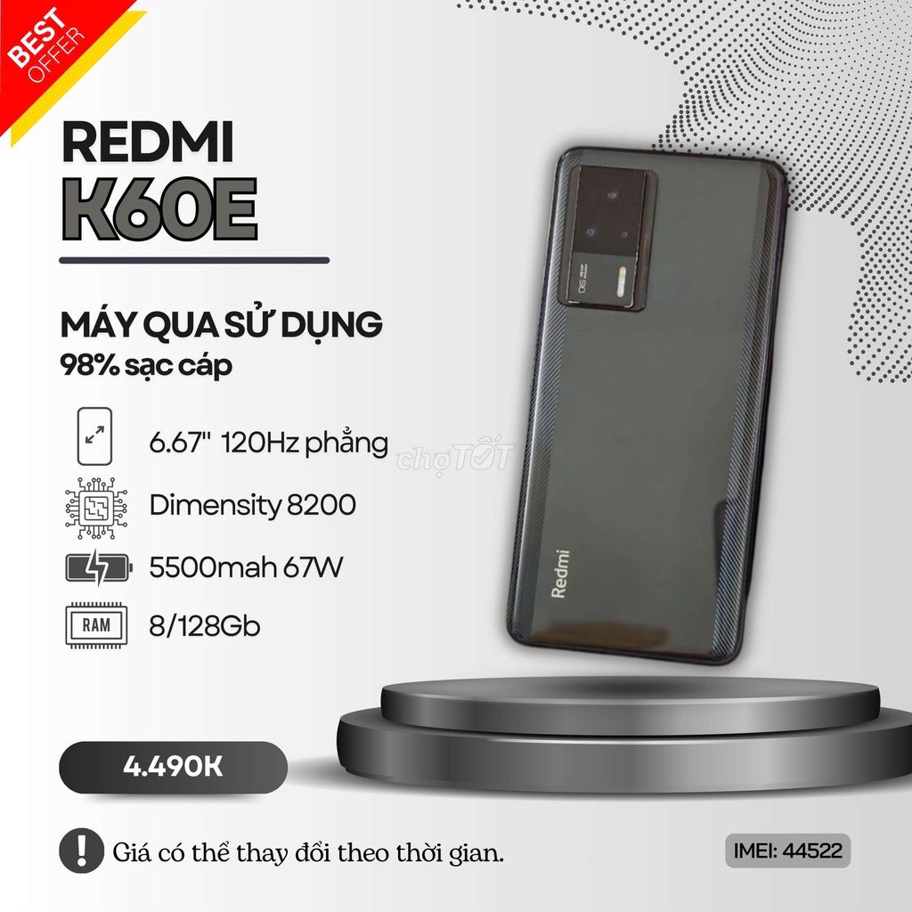 🥇REDMI K60E 8/128GB ĐEN