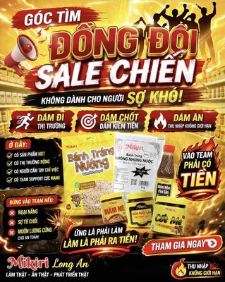 TUYỂN 1 SALE THỊ TRƯỜNG KV LONG AN THƯỞNG THEO ĐH