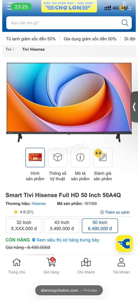 Smart TV Hisense 50A4Q. Mua bán Tivi, Âm thanh tại Quận 7 Tp Hồ Chí Minh được đăng bởi Bích Ngọc hình 1