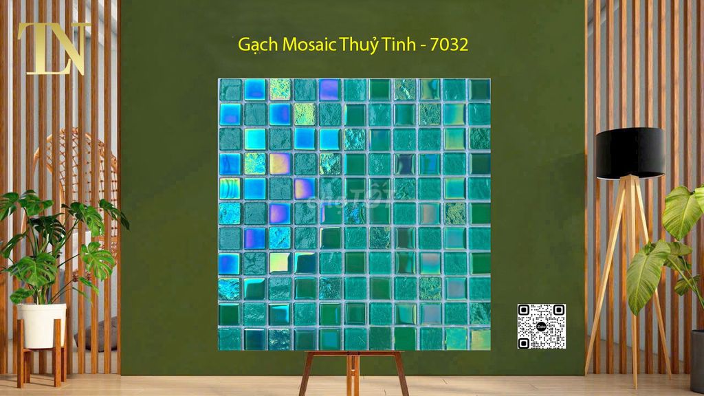 Gạch Mosaic Thuỷ Tinh Xanh Lá Lấp Lánh - 7032