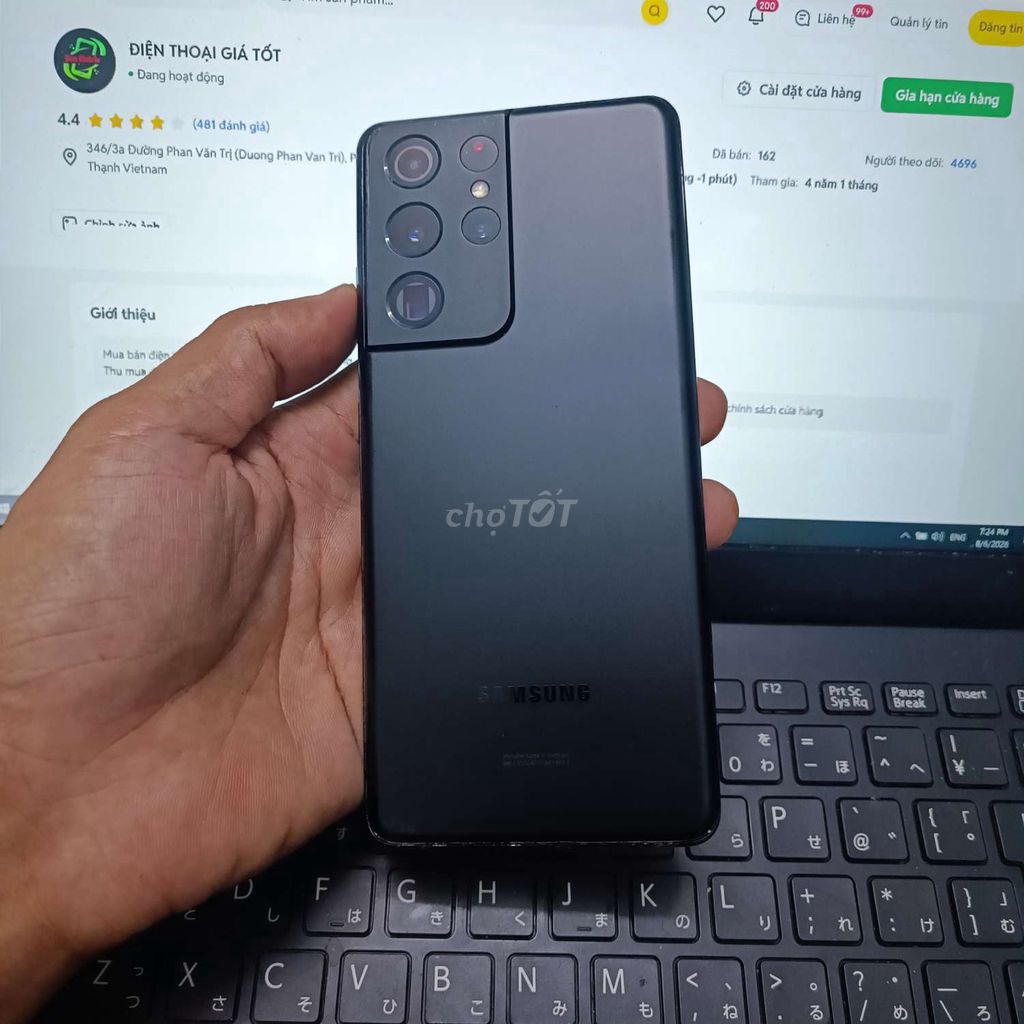 SAMSUNG S21 ULTRA 12GB.128GB SNAP 888 PIN 5000 . Mua bán Điện thoại tại Quận Bình Thạnh Tp Hồ Chí Minh được đăng bởi Dân Mobile hình 1