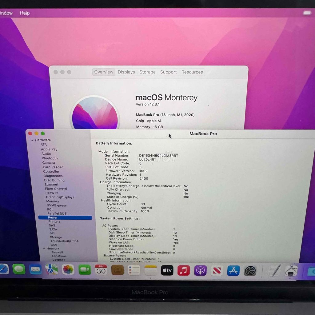 Macbook Pro 13” M1 2020 ram 16g/1000g sạc83 bh3 th. Mua bán Laptop tại Quận 3 Tp Hồ Chí Minh được đăng bởi Phúc Nguyễn hình 1