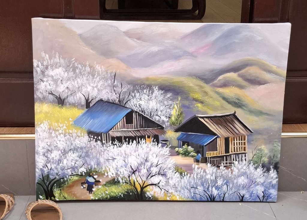 Tranh sơn dầu Phong cảnh khổ 60x90. Mua bán Đồ sưu tầm, đồ cổ tại Huyện Gia Lâm Hà Nội được đăng bởi Tranh Sơn Dầu MTGVN hình 1