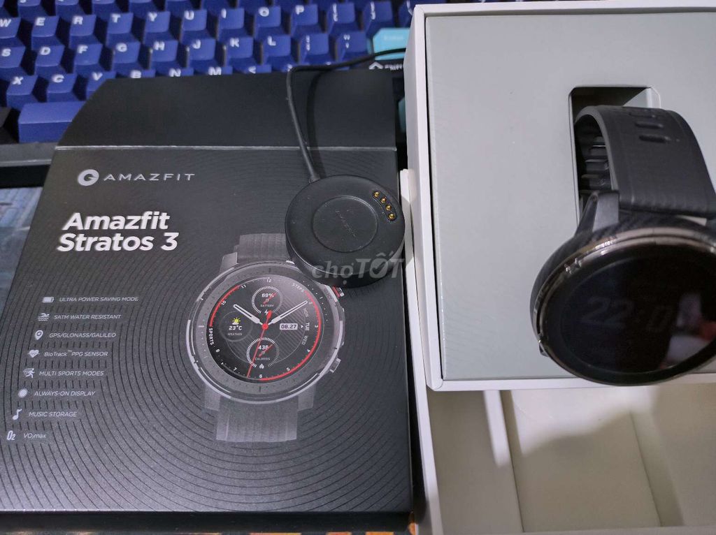 Amazfit Stratos3 Fullbox 99% có nghe nhạc,Fistbeat