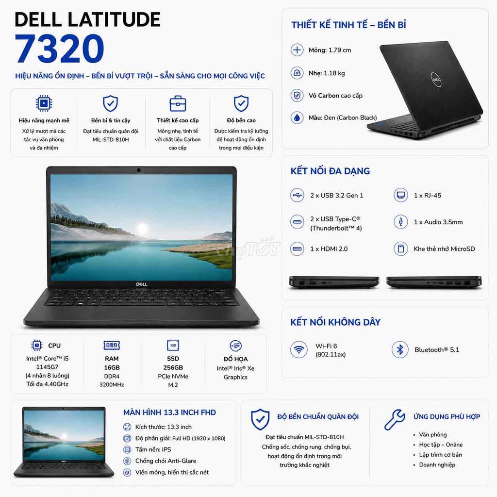 Dell Latitude 7320 i5-1145G7 13.3 inch 16GB/256GB. Mua bán Laptop tại Thành phố Buôn Ma Thuột Đắk Lắk được đăng bởi HD Store  hình 1