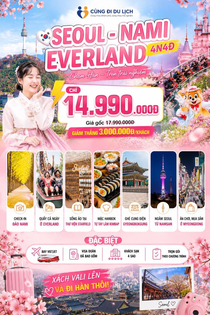 Tour Hàn Quốc 4N4Đ Vietjet 4 sao. Du lịch tại Quận Tân Bình Tp Hồ Chí Minh được đăng bởi Vi Phan hình 1