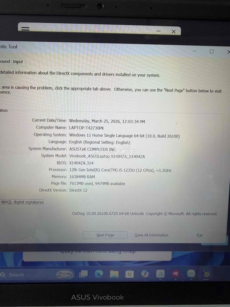 ASUS Vivobook X1404ZA i5-1235U 16GB. Mua bán Laptop tại Quận Bình Thạnh Tp Hồ Chí Minh được đăng bởi VĂN TIẾN MẠNH hình 1