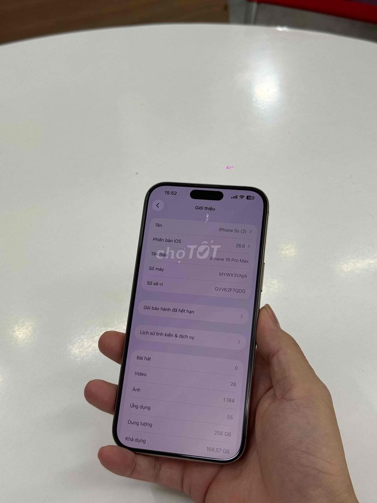 iPhone 16 Pro Max 256GB Vàng Màn zin Main zin. Mua bán Điện thoại tại Quận Cầu Giấy Hà Nội được đăng bởi Luyệnnn hình 1