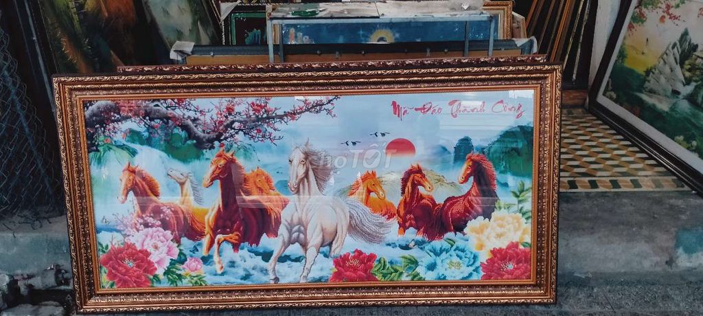 Tranh treo tường khung gỗ Mã đáo thành công. Mua bán Đồ sưu tầm, đồ cổ tại Quận Cẩm Lệ Đà Nẵng được đăng bởi Đỗ Hùng hình 1