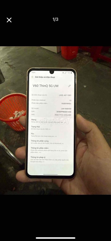 bán máy LG V60 máy mạnh pin trâu. Mua bán Điện thoại tại Thành phố Trà Vinh Trà Vinh được đăng bởi ken ken hình 1