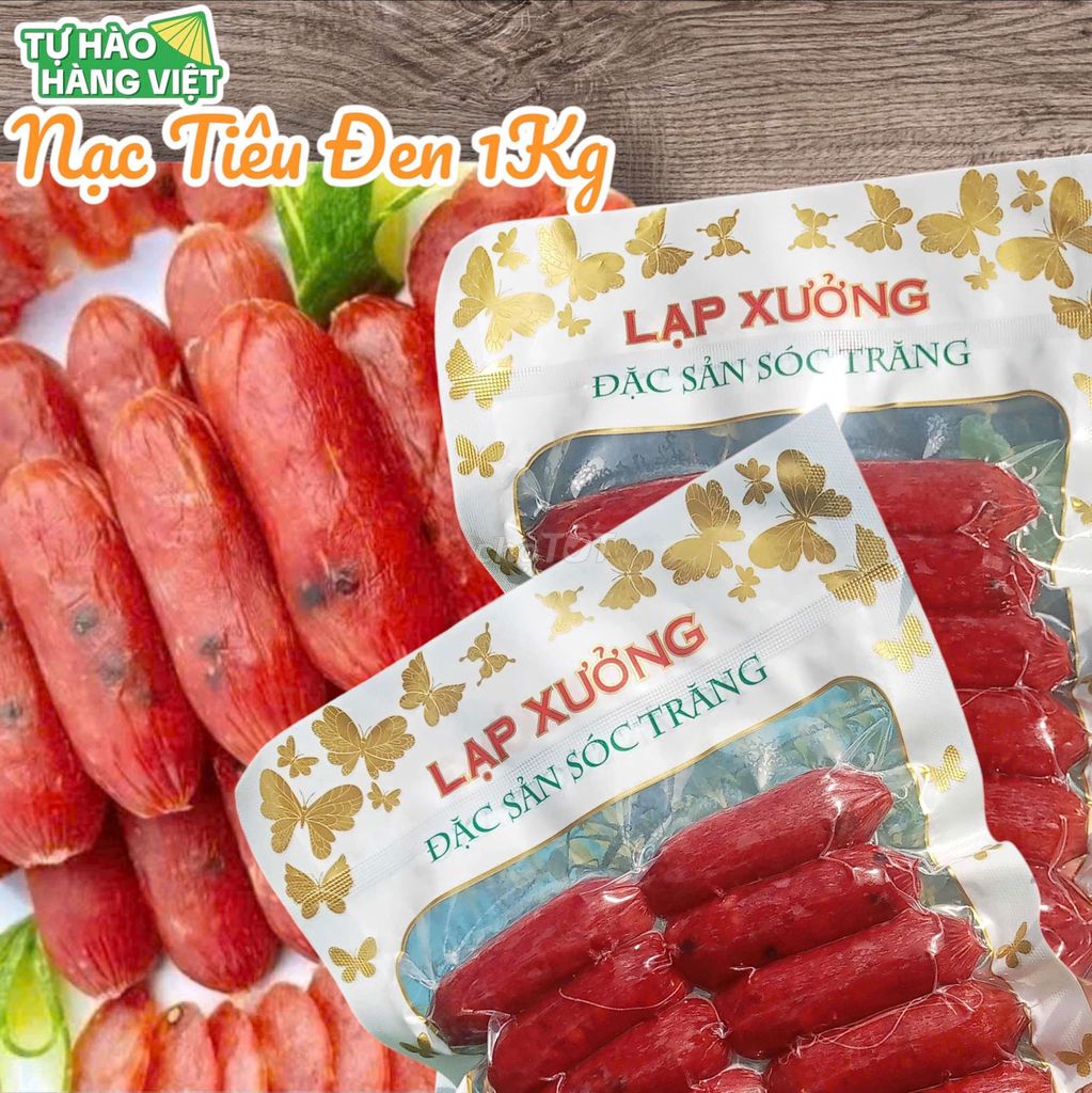 1.Kg  ( 2.Túi ) Lạp Xưởng NẠC TIÊU ĐEN