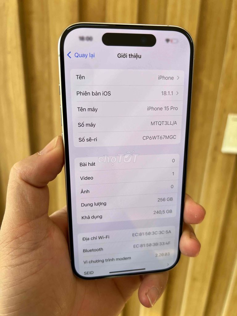 15 Pro 256gb trắng zin đẹp 99 pin 93