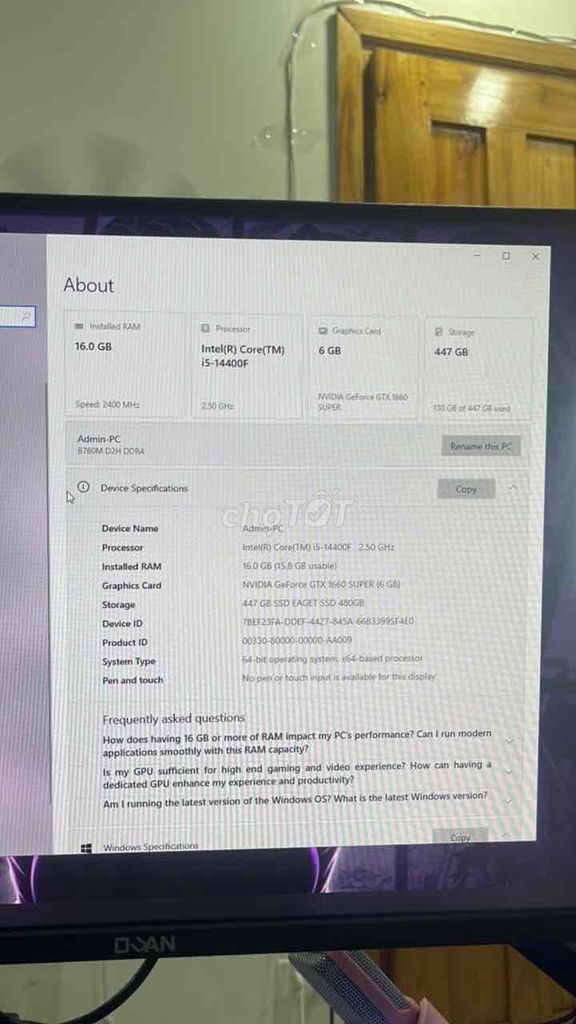 Máy tính để bàn i5-14400F 16GB/447GB Đã sử dụng. Mua bán Máy tính để bàn tại Quận Nam Từ Liêm Hà Nội được đăng bởi Linh Sama hình 1