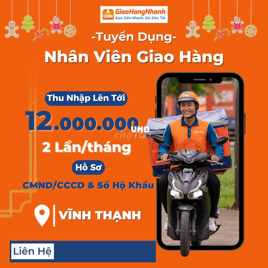 [VĨNH THẠNH] GHN TUYỂN SHIPPER – NHẬN VIỆC NGAY!