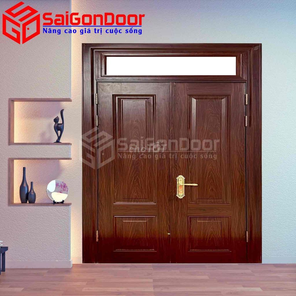 Cửa thép vân gỗ, nâu - SaiGonDoor