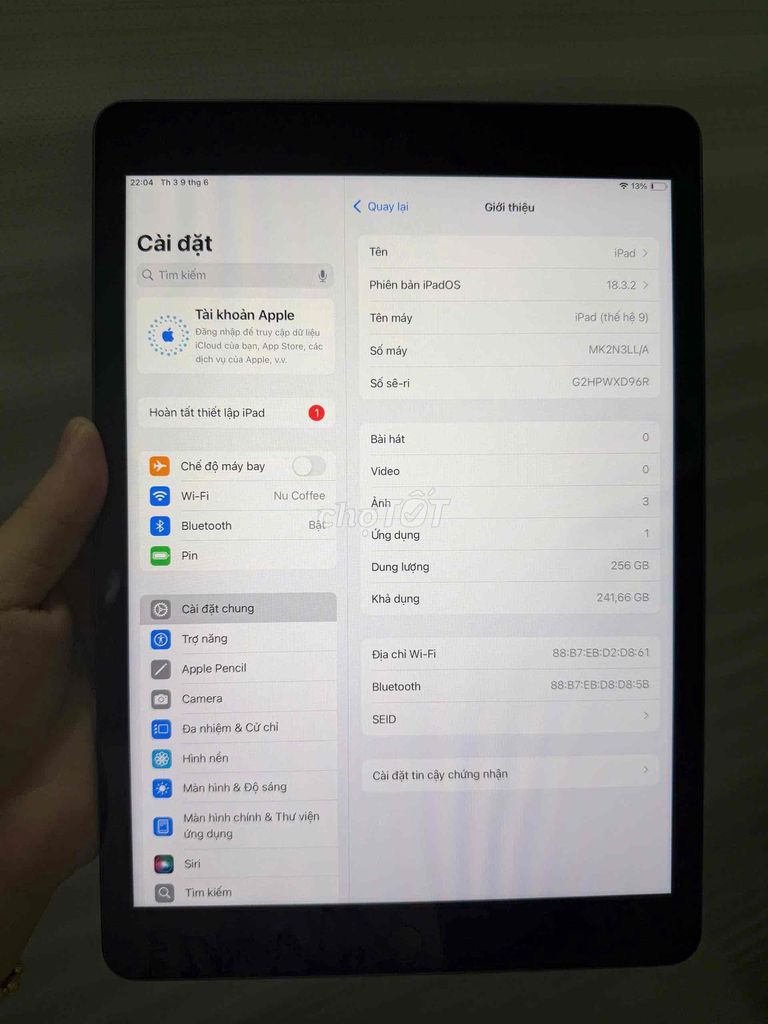 Apple iPad Gen 9 256GB Wifi Xám. Mua bán Máy tính bảng tại Quận Gò Vấp Tp Hồ Chí Minh được đăng bởi Bunny  hình 1