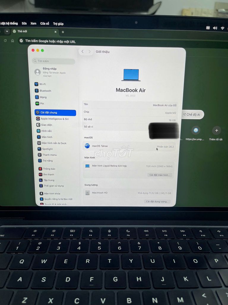 Apple MacBook Air M2 16GB/256GB xanh . Mua bán Laptop tại Quận 11 Tp Hồ Chí Minh được đăng bởi PHONG  hình 1