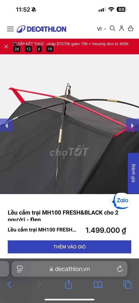 THANH LÝ LỀU CAMPING CỦA DECATCHLON 2 người