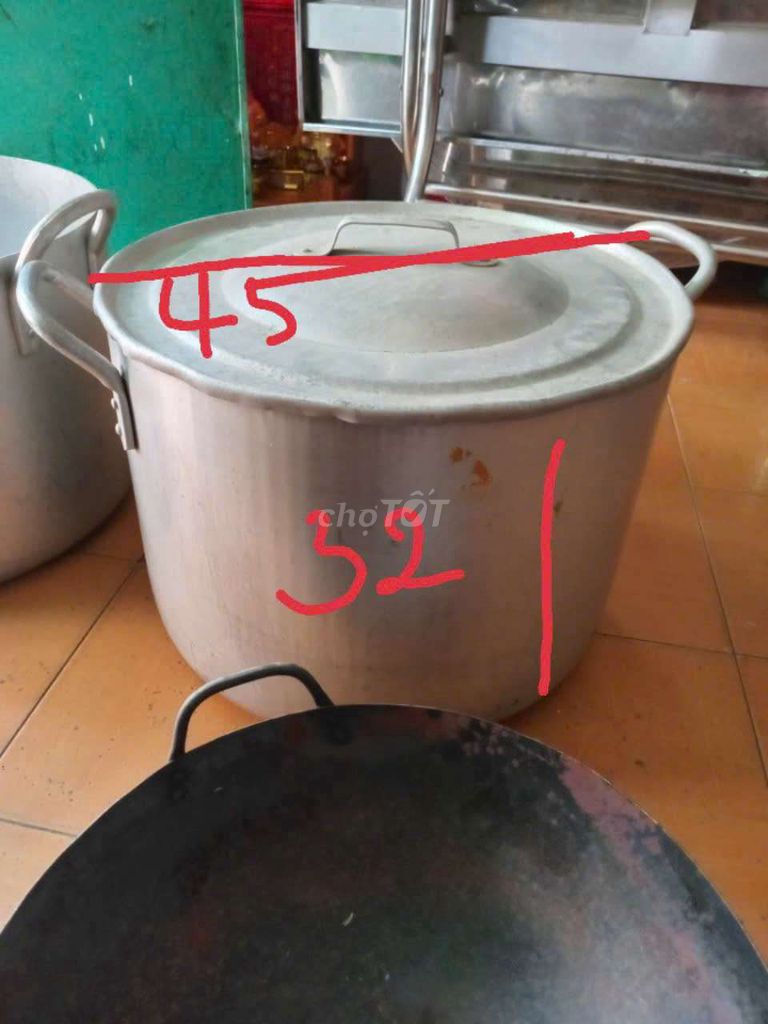 Bán 2 cái nồi nhôm bao dầy bao xài k lủn.45l 350k