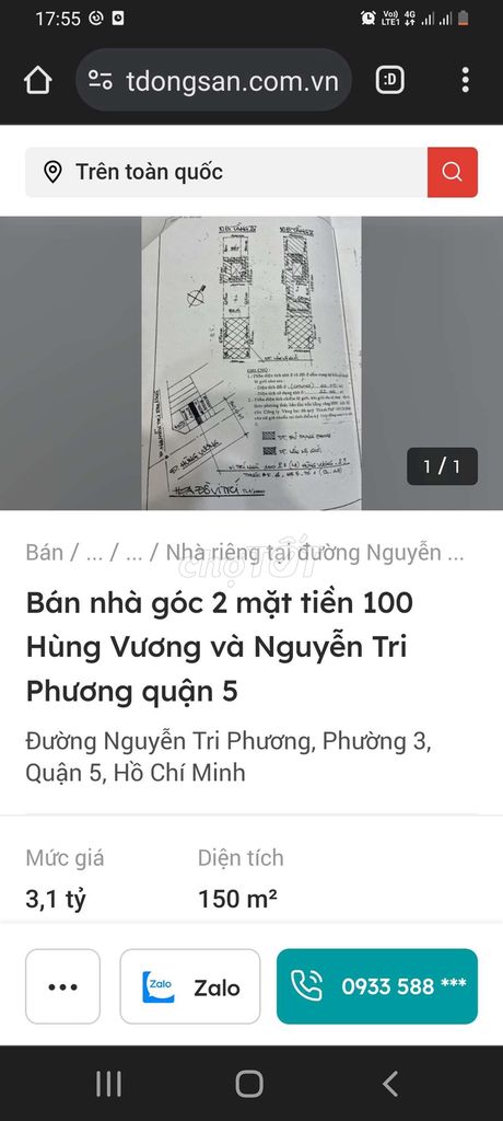 Bán đất mặt tiền đường Hùng Vương và Nguyễn Tri Phương
