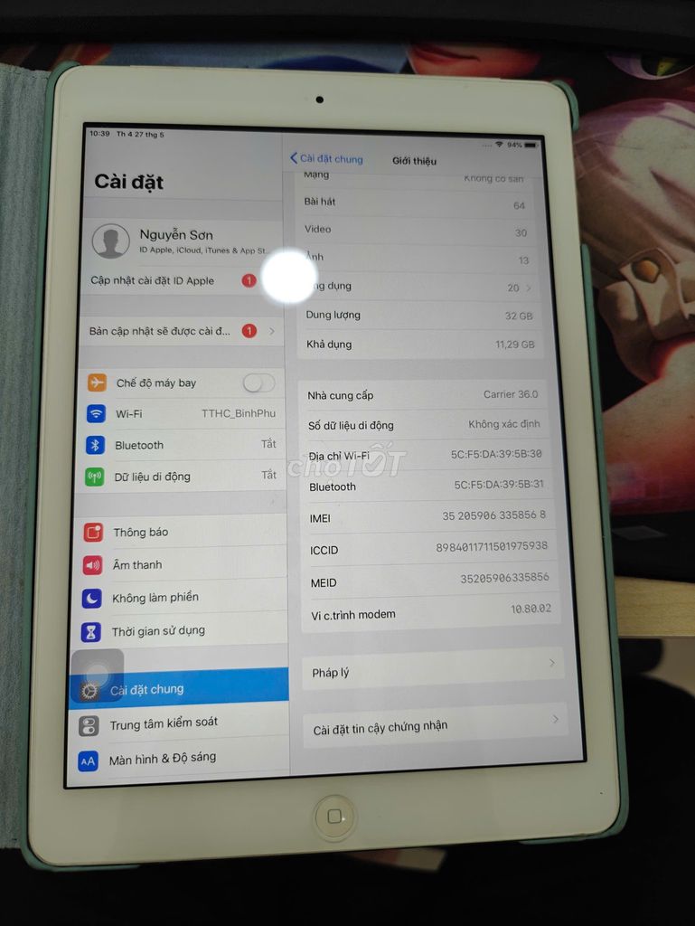 Apple iPad Air 1 32GB 4G 99%. Mua bán Máy tính bảng tại Quận 6 Tp Hồ Chí Minh được đăng bởi Ng thanh tan hình 1
