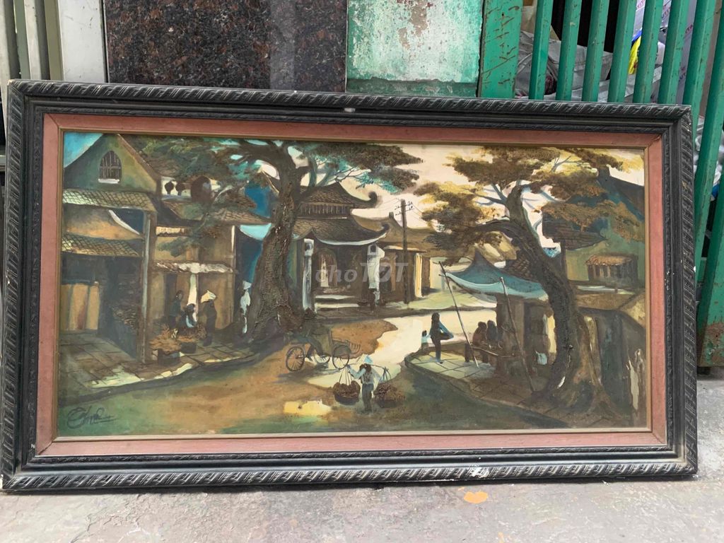 Tranh sơn dầu hàng xưa 1m38 x 90cm. Mua bán Đồ sưu tầm, đồ cổ tại Quận Đống Đa Hà Nội được đăng bởi nguyễn văn chính hình 1