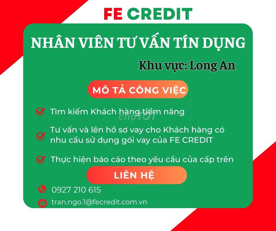 LA-FE Credit cần tuyển 3 NV tư vấn vay tiền mặt