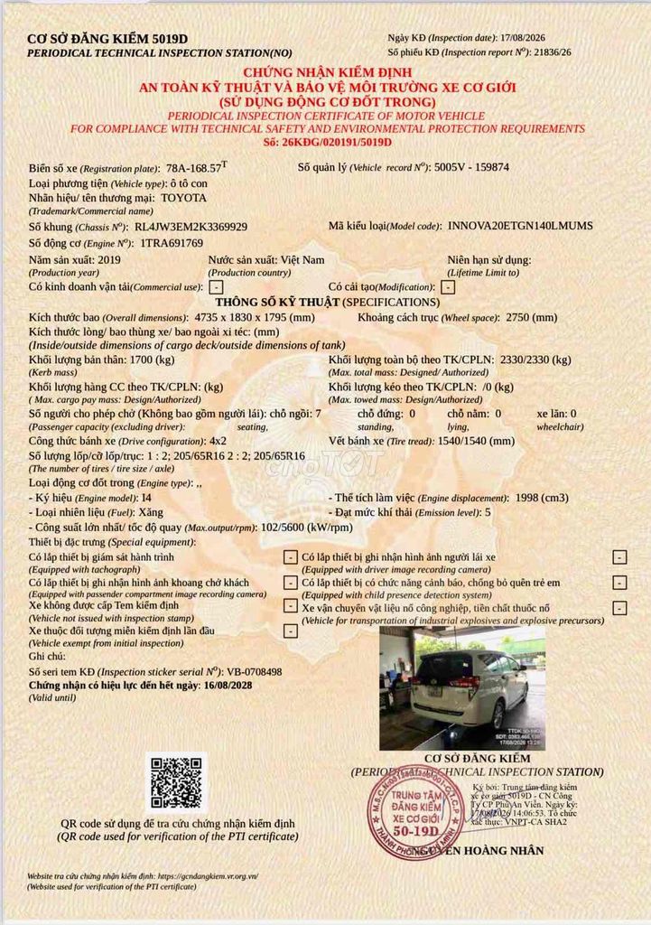 Toyota Innova 2019 E Trắng Sàn 161.000 km