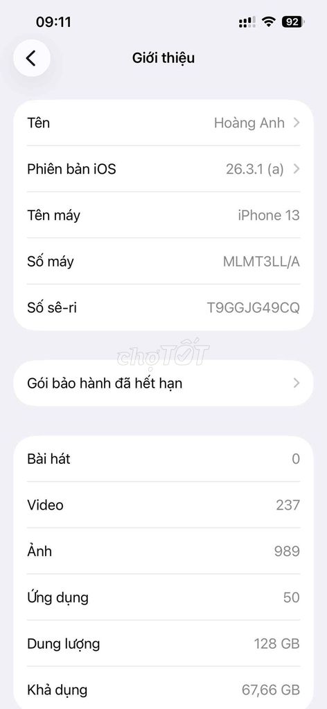 Apple iPhone 13 128GB Trắng Nguyên bản. Mua bán Điện thoại tại Huyện Bù Đăng Bình Phước được đăng bởi Wàng Anh hình 1