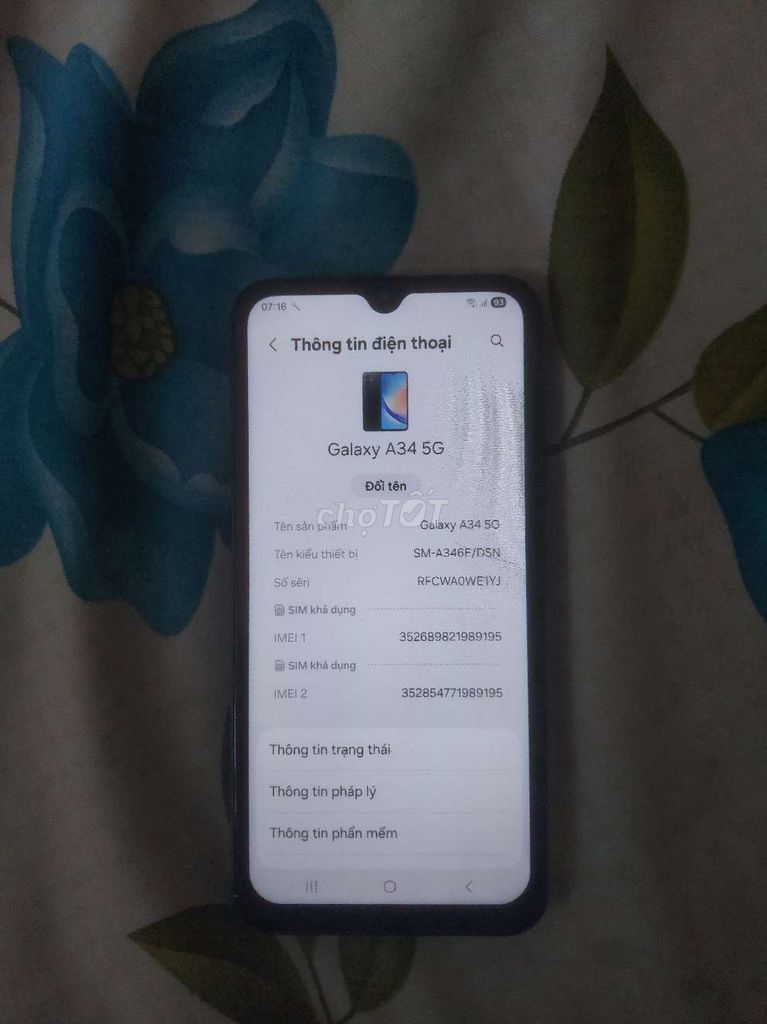 Samsung Galaxy A34 5G 8GB/256GB Đen. Mua bán Điện thoại tại Thành phố Thủ Đức Tp Hồ Chí Minh được đăng bởi Phương Thanh hình 1