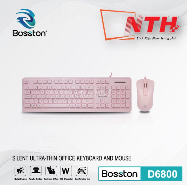 Bộ Phím Chuột Bosston D6800 Full Hồng  Sỉ Lẻ LHệ