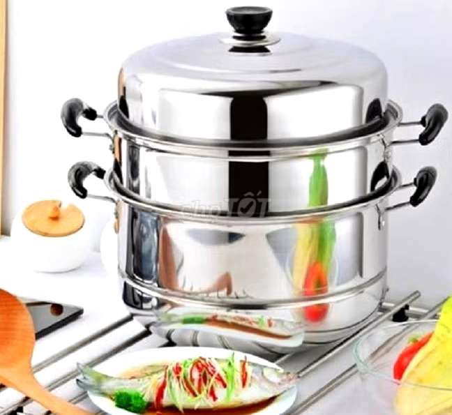 Nồi hấp inox đa năng 3 tầng 2 đáy 28cm