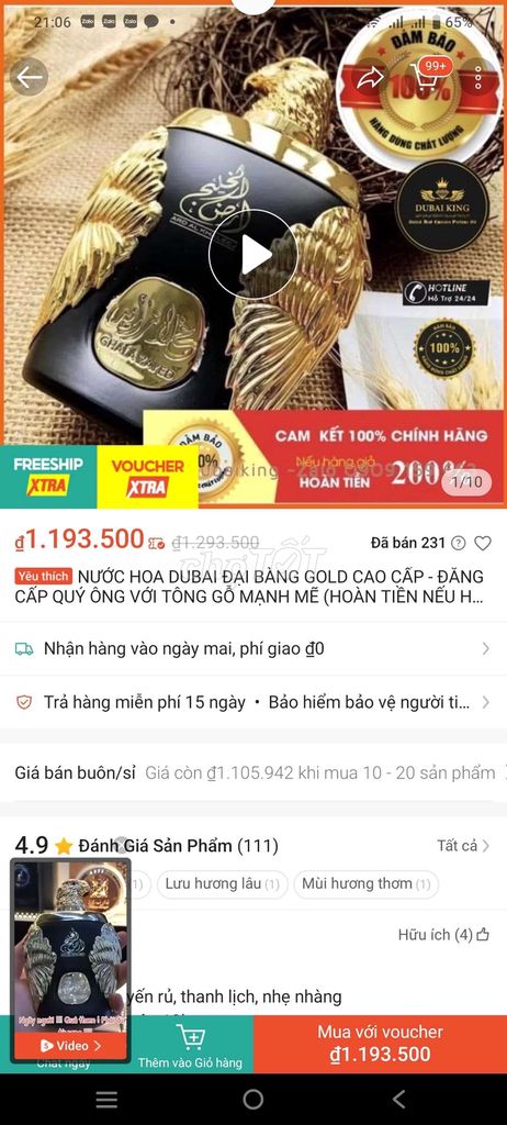 Nước hoa nhượng lại giá rẽ