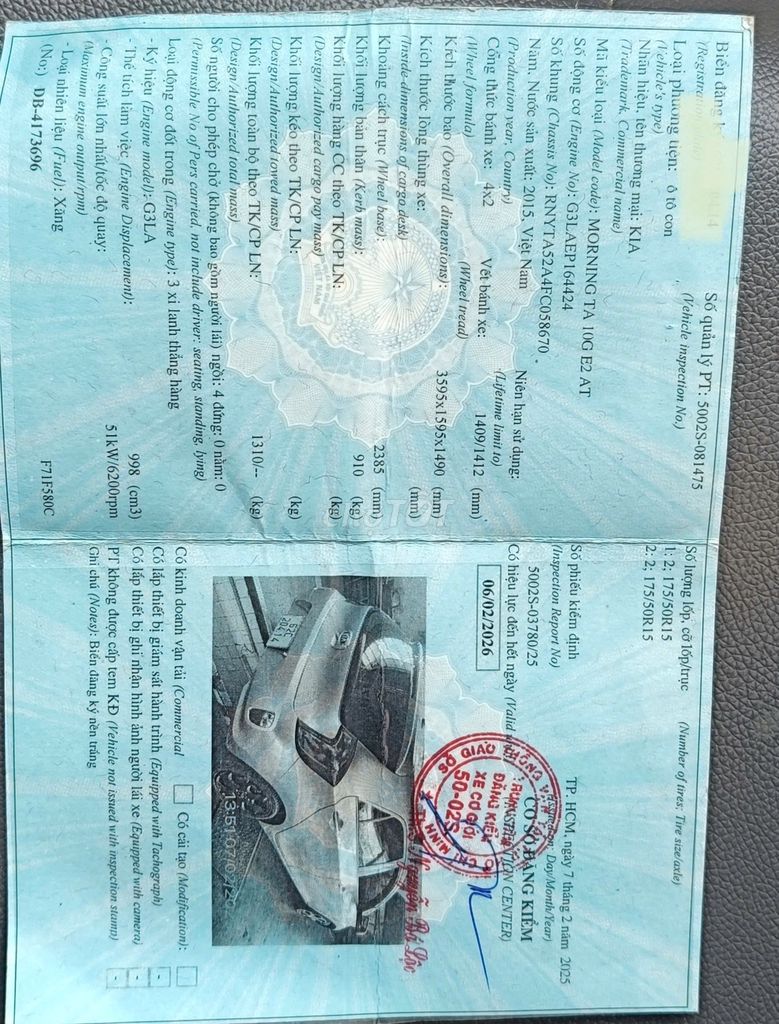 Kia Morning 2015 Si 1.0 AT - 100 km. Mua bán Ô tô tại Huyện Cái Bè Tiền Giang được đăng bởi Pham thi ngoc thủy  hình 7