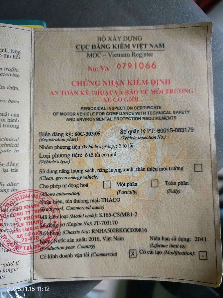 Bán xe tải 2.4 tấn Kia k165 đời 2016. Mua bán Xe tải, xe ben tại Huyện Xuân Lộc Đồng Nai được đăng bởi Nguyễn Thái Thọ hình 9