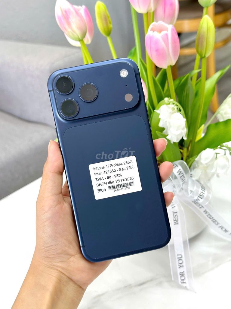IPhone 17ProMax 256GB Blue ZP/A Pin 98% BHCH T11. Mua bán Điện thoại tại Quận Liên Chiểu Đà Nẵng được đăng bởi Gia Minh Shop hình 1