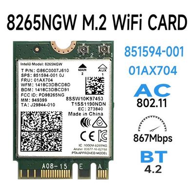 Card wifi 5 intel AC8265 lắp cho laptop. pc, ...
